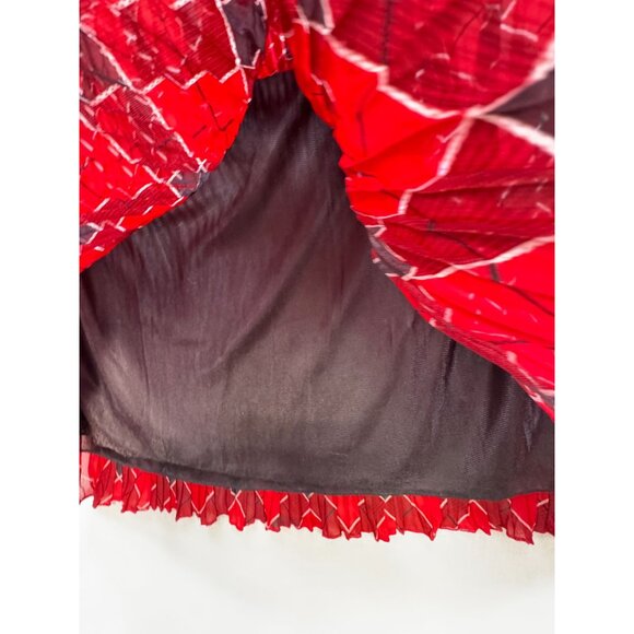 Cathy Daniels Women's Pleated Skirt Elastic Waist Lined Stretch Plaid Size M Red - Picture 8 of 11